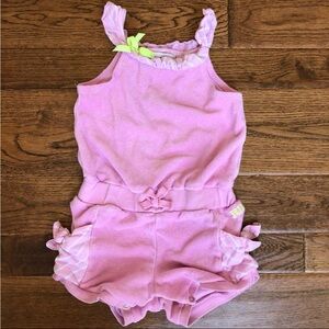 Juicy Couture Pink Terry Romper with Bow Accents baby girl